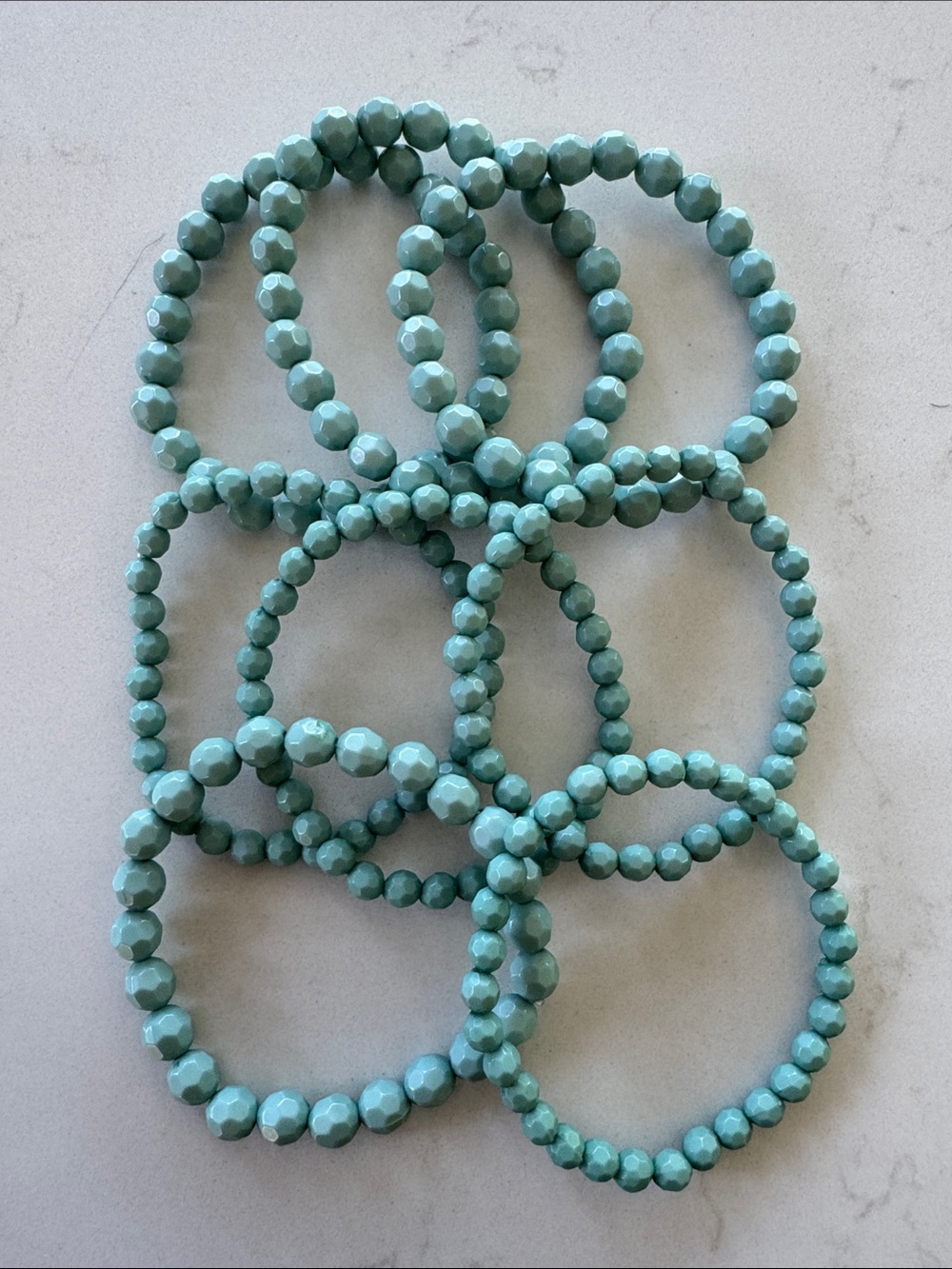 Turquoise Beaded Stretch Bracelet Set - Lightweight Stackable Bangles NWOT
